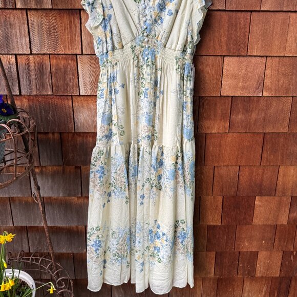 TAYLOR Vintage Style Floral V-Neck Flutter Sleeve Fit & Flare Dress Women's 16 - Picture 8 of 13